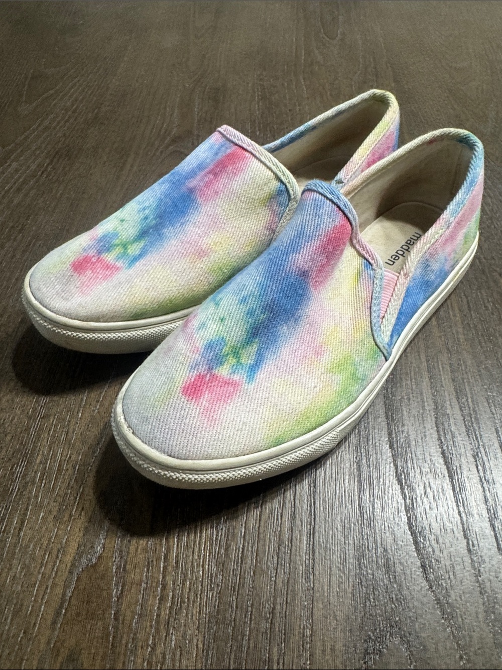Madden Girl Kids Slip-On Sneakers - Pastel Tie-Dye Pink Blue Green Yellow